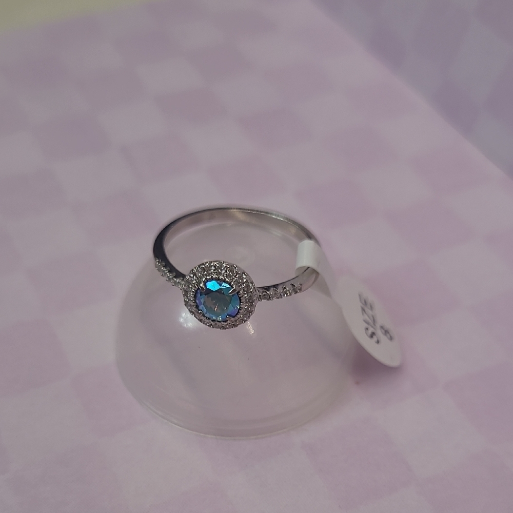 Fragrant Jewels Sterling Silver Blue Halo Ring